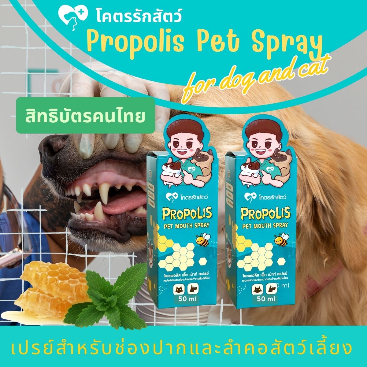 สเปรย์โพรพอลิส (โคตรรักสัตว์ Spray) 20 มล. (2 กล่อง)